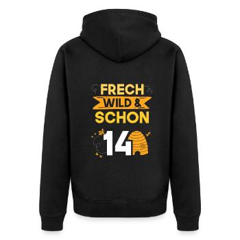 14 Jahre Geburtstag Junge Mädchen Imker Biene - Unisex Premium Bio Zip Hoodie - Schwarz - Hinten - Nico (187cm)