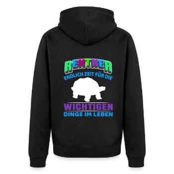 Rentner Rente Rentenbeginn Schildkröte - Unisex Premium Bio Zip Hoodie - Schwarz - Hinten - Nico (187cm)