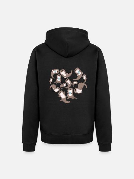 Herz Otter - Unisex Premium Bio Zip Hoodie - Schwarz