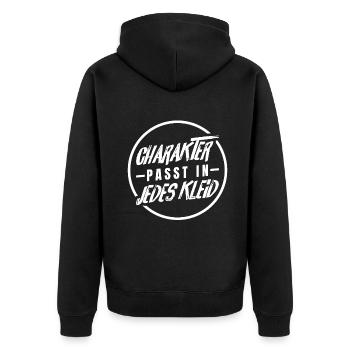 Charakter passt in jedes Kleid - Unisex Premium Bio Zip Hoodie - Schwarz - Hinten - Nico (187cm)