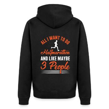 Allwant to do halfmarathon Half Marathon - Unisex Premium Bio Zip Hoodie - Schwarz - Hinten - Nico (187cm)