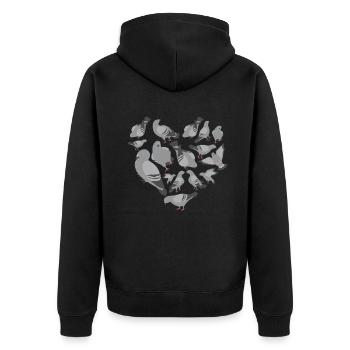 Herz Taube - Unisex Premium Bio Zip Hoodie - Schwarz - Hinten - Nico (187cm)
