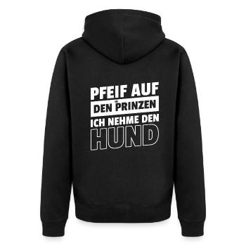Pfeif auf den Prinzen ich nehme den Hund - Unisex Premium Bio Zip Hoodie - Schwarz - Hinten - Nico (187cm)