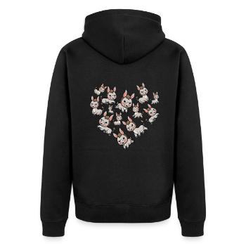 Herz Esel - Unisex Premium Bio Zip Hoodie - Schwarz - Hinten - Nico (187cm)