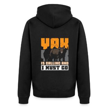 Yak Is Calling And I Must Go - Unisex Premium Bio Zip Hoodie - Schwarz - Hinten - Nico (187cm)