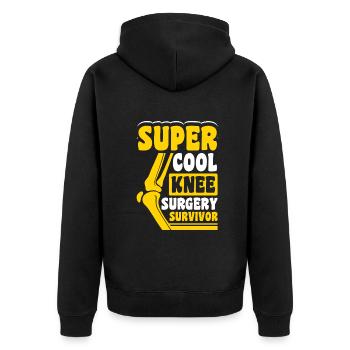 Super Cool Knee Surgery Survivor - Unisex Premium Bio Zip Hoodie - Schwarz - Hinten - Nico (187cm)
