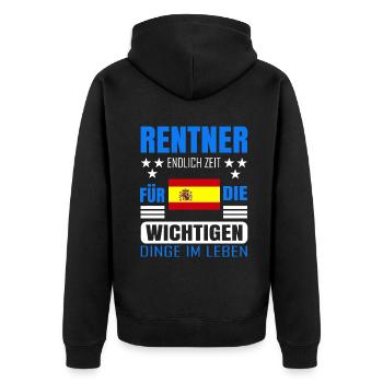 Rentner Rente Rentenbeginn Spanien - Unisex Premium Bio Zip Hoodie - Schwarz - Hinten - Nico (187cm)
