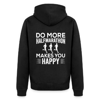 makes you happy Half Marathon - Unisex Premium Bio Zip Hoodie - Schwarz - Hinten - Nico (187cm)