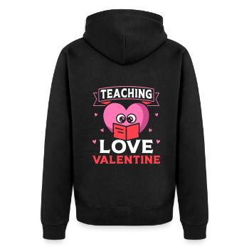 Teaching Love Valentine - Unisex Premium Bio Zip Hoodie - Schwarz - Hinten - Nico (187cm)