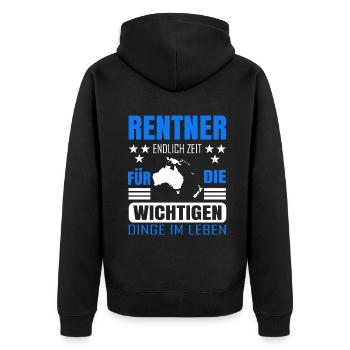 Rentner Rente Rentenbeginn Australien - Unisex Premium Bio Zip Hoodie - Schwarz - Hinten - Nico (187cm)