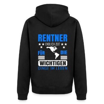 Rentner Rente Rentenbeginn Südamerika - Unisex Premium Bio Zip Hoodie - Schwarz - Hinten - Nico (187cm)
