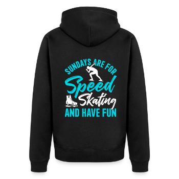 Sundays are for speed skating - Unisex Premium Bio Zip Hoodie - Schwarz - Hinten - Nico (187cm)