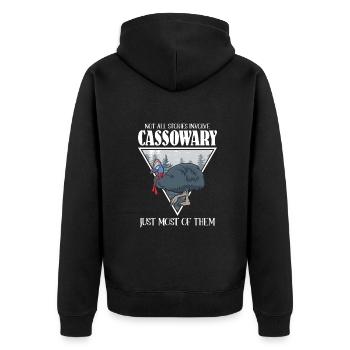 Not all stories involve Cassowary - Unisex Premium Bio Zip Hoodie - Schwarz - Hinten - Nico (187cm)