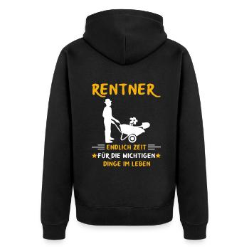 Rentner Rente Rentenbeginn Garten Gärtner - Unisex Premium Bio Zip Hoodie - Schwarz - Hinten - Nico (187cm)