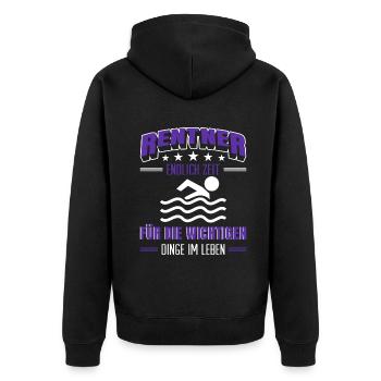 Rentner Rente Rentenbeginn Schwimmen Schwimmer - Unisex Premium Bio Zip Hoodie - Schwarz - Hinten - Nico (187cm)