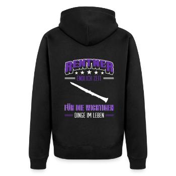 Rentner Rente Rentenbeginn Flöte - Unisex Premium Bio Zip Hoodie - Schwarz - Hinten - Nico (187cm)