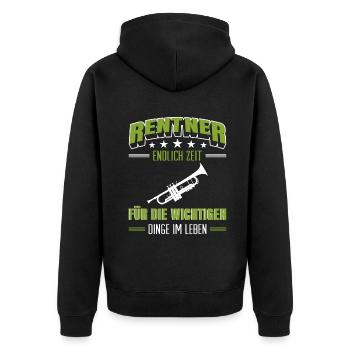 Rentner Rente Rentenbeginn Trompete - Unisex Premium Bio Zip Hoodie - Schwarz - Hinten - Nico (187cm)