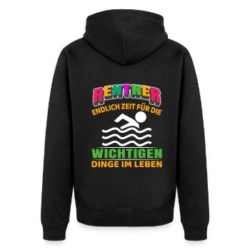 Rentner Rente Rentenbeginn Schwimmen Schwimmer - Unisex Premium Bio Zip Hoodie - Schwarz - Hinten - Nico (187cm)