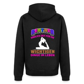 Rentner Rente Rentenbeginn Yoga - Unisex Premium Bio Zip Hoodie - Schwarz - Hinten - Nico (187cm)
