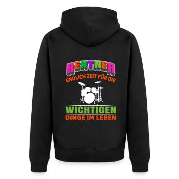 Rentner Rente Rentenbeginn Schlagzeug - Unisex Premium Bio Zip Hoodie - Schwarz - Hinten - Nico (187cm)