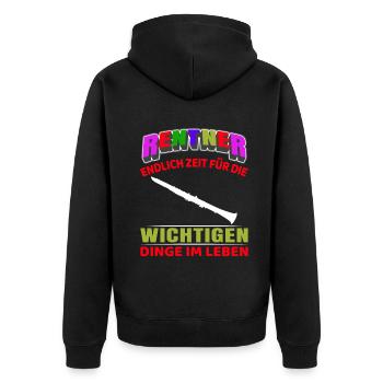 Rentner Rente Rentenbeginn Flöte - Unisex Premium Bio Zip Hoodie - Schwarz - Hinten - Nico (187cm)