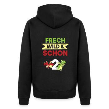 2 Jahre Geburtstag Junge Mädchen Drachen - Unisex Premium Bio Zip Hoodie - Schwarz - Hinten - Nico (187cm)
