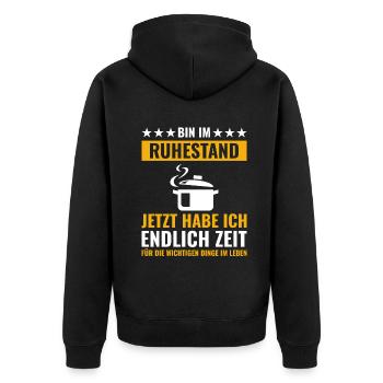 Rentner Rente Rentenbeginn Kochen Koch - Unisex Premium Bio Zip Hoodie - Schwarz - Hinten - Nico (187cm)