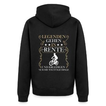 Rentner Rente Rentenbeginn Fahrrad fahren - Unisex Premium Bio Zip Hoodie - Schwarz - Hinten - Nico (187cm)