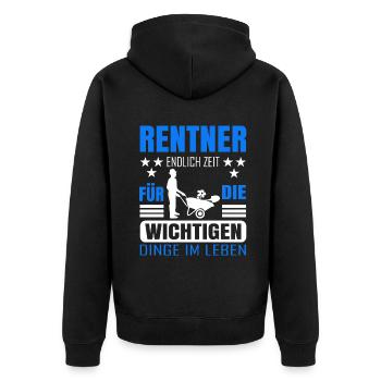Rentner Rente Rentenbeginn Garten Gärtner - Unisex Premium Bio Zip Hoodie - Schwarz - Hinten - Nico (187cm)