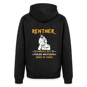 Rentner Rente Rentenbeginn Töpfern - Unisex Premium Bio Zip Hoodie - Schwarz - Hinten - Nico (187cm)