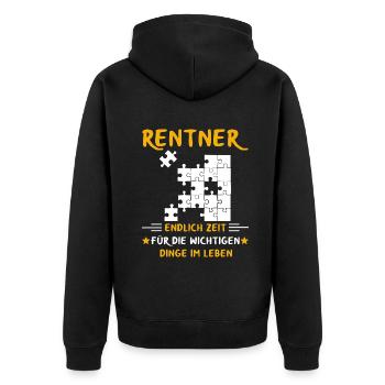Rentner Rente Rentenbeginn Puzzeln - Unisex Premium Bio Zip Hoodie - Schwarz - Hinten - Nico (187cm)
