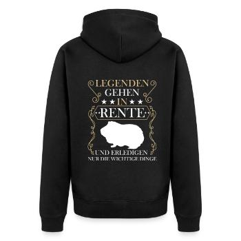 Rentner Rente Rentenbeginn Meerschweinchen - Unisex Premium Bio Zip Hoodie - Schwarz - Hinten - Nico (187cm)
