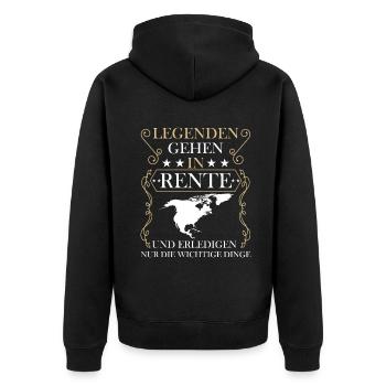 Rentner Rente Rentenbeginn Nordamerika USA - Unisex Premium Bio Zip Hoodie - Schwarz - Hinten - Nico (187cm)