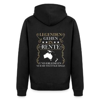 Rentner Rente Rentenbeginn Australien - Unisex Premium Bio Zip Hoodie - Schwarz - Hinten - Nico (187cm)