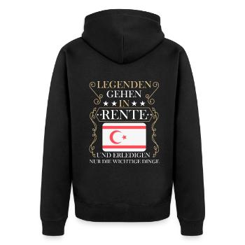 Rentner Rente Rentenbeginn Zypern - Unisex Premium Bio Zip Hoodie - Schwarz - Hinten - Nico (187cm)