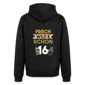 16 Jahre Geburtstag Whiskey - Unisex Premium Bio Zip Hoodie - Schwarz - Hinten - Nico (187cm)