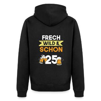 Geschenk 25 Jahre Geburtstag Bier Biertrinker - Unisex Premium Bio Zip Hoodie - Schwarz - Hinten - Nico (187cm)