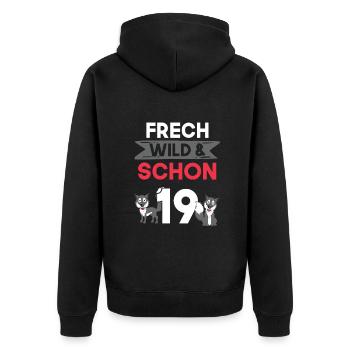19 Jahre Geburtstag Wolf - Unisex Premium Bio Zip Hoodie - Schwarz - Hinten - Nico (187cm)