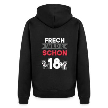 18 Jahre Geburtstag Wolf - Unisex Premium Bio Zip Hoodie - Schwarz - Hinten - Nico (187cm)