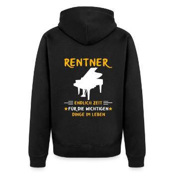 Rentner Rente Rentenbeginn Piano Pianist - Unisex Premium Bio Zip Hoodie - Schwarz - Hinten - Nico (187cm)