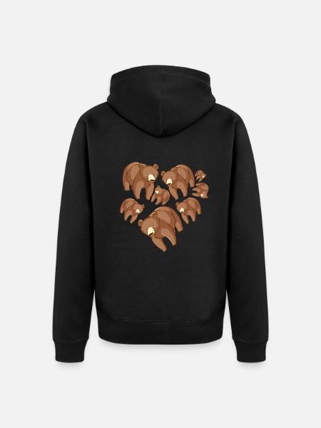 Herz Braunbär - Unisex Premium Bio Zip Hoodie - Schwarz