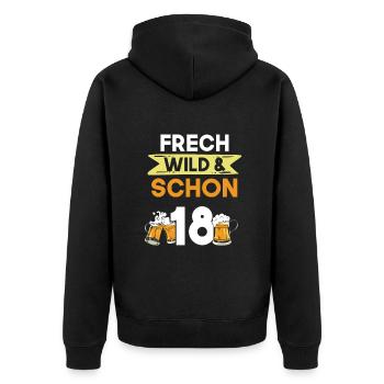 18 Jahre Geburtstag Bier Biertrinker - Unisex Premium Bio Zip Hoodie - Schwarz - Hinten - Nico (187cm)