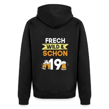 19 Jahre Geburtstag Bier Biertrinker - Unisex Premium Bio Zip Hoodie - Schwarz - Hinten - Nico (187cm)