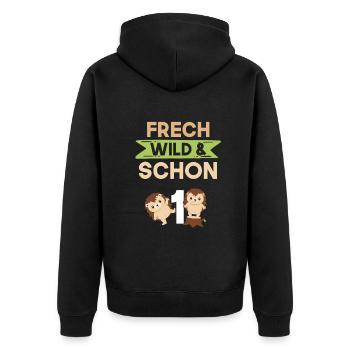 Geschenk 1 Jahr Geburtstag Igel - Unisex Premium Bio Zip Hoodie - Schwarz - Hinten - Nico (187cm)