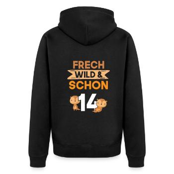 14 Jahre Geburtstag Junge Mädchen Otter - Unisex Premium Bio Zip Hoodie - Schwarz - Hinten - Nico (187cm)