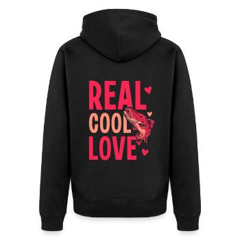 Real Cool Love - Unisex Premium Bio Zip Hoodie - Schwarz - Hinten - Nico (187cm)