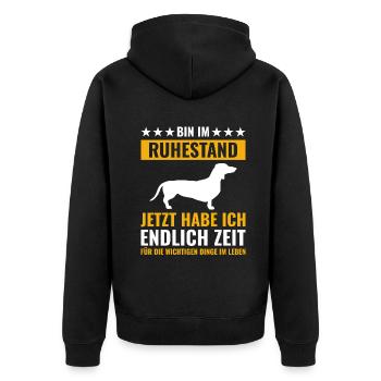 Rentner Rente Rentenbeginn Dackel - Unisex Premium Bio Zip Hoodie - Schwarz - Hinten - Nico (187cm)