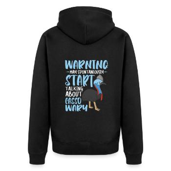 start talking about Cassowary - Unisex Premium Bio Zip Hoodie - Schwarz - Hinten - Nico (187cm)
