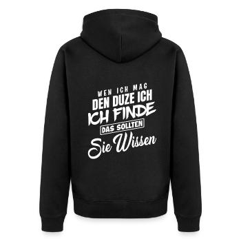 Wenn aus Kollegen Freunde werden - Unisex Premium Bio Zip Hoodie - Schwarz - Hinten - Nico (187cm)