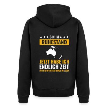 Rentner Rente Rentenbeginn Australien - Unisex Premium Bio Zip Hoodie - Schwarz - Hinten - Nico (187cm)